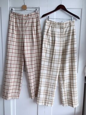 2x Wilfred The Effortless Plaid High Rise Wide Leg Pants Size 4